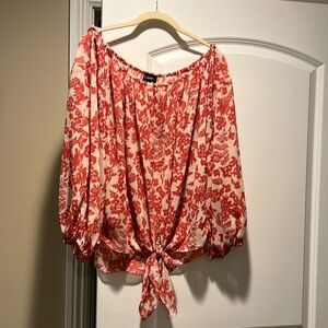 Semi sheer, tie waist blouse